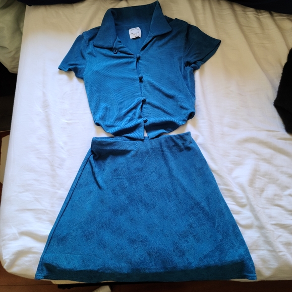With Jean Tops - Withjean Teale top and Daisy skirt set in Electra